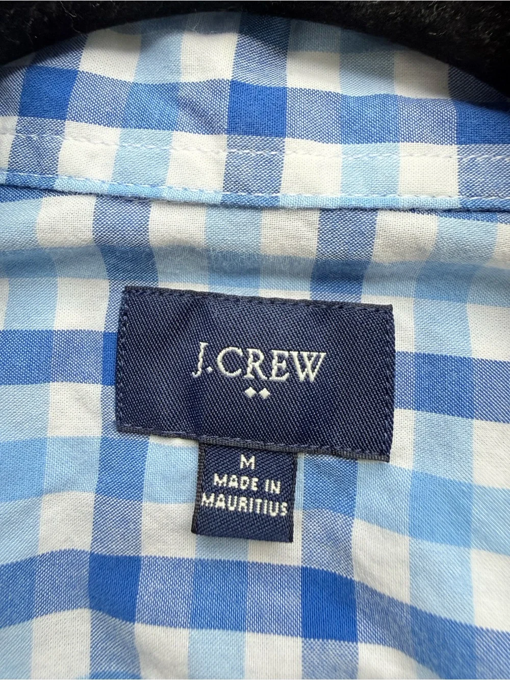 J. Crew Men’s Blue and White Checked‎ Button-Down Shirt M